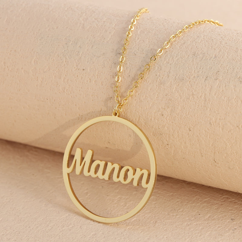 Round Gold Necklace With Letter Charm