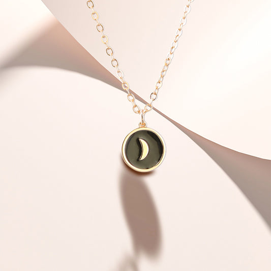 Copper 'O' Chain Necklace with Moon Pendant