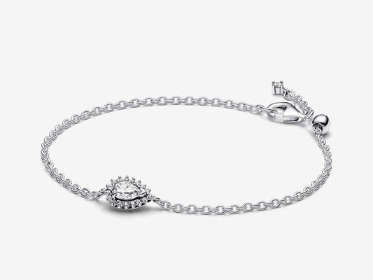 Sparkling Pear Halo Chain Bracelet