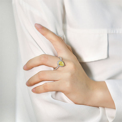 3ct Teardrop 925 Silver Ring - Minimalist Simulated Yellow Diamond Band