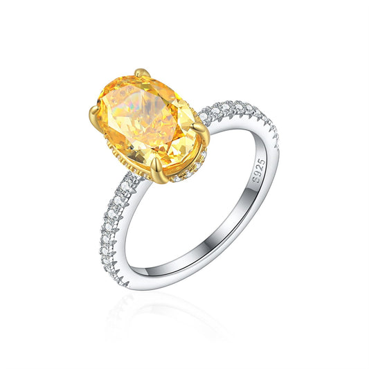 4.5ct Oval-Cut 925 Silver Ring - Luxe 8×12mm Ice-Cut High Carbon Diamond Band