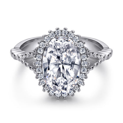 4.5ct Oval Zirconia 925 Silver Ring - Luxe "Pigeon Egg" Statement Cocktail Ring