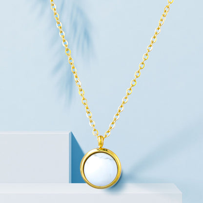 Chic Gold O-Chain Necklace with White Half-Circle Pendant