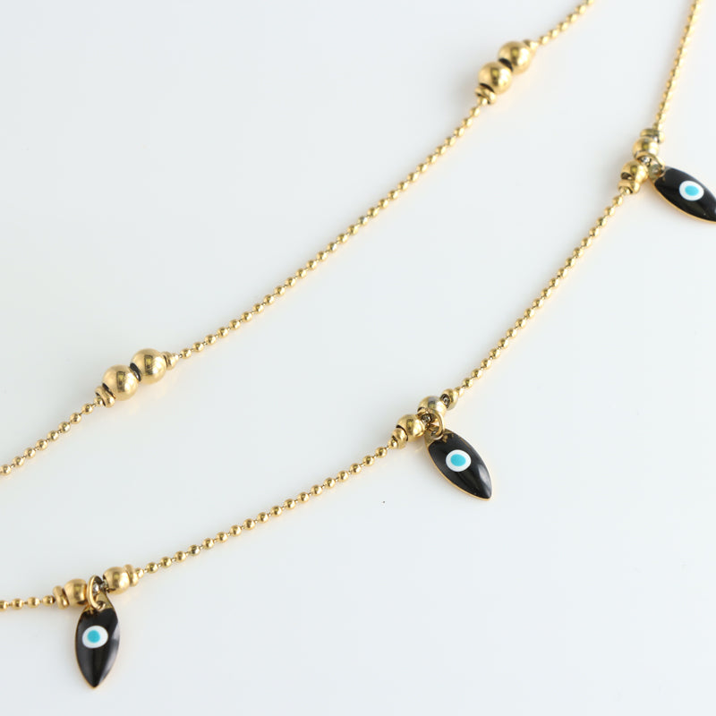 Gold Chain Bracelet with Eye-shaped Pendant