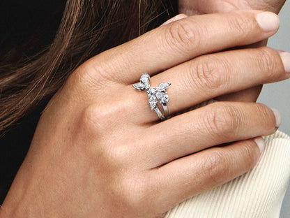 Sparkling Asymmetrical Herbarium Cluster Ring