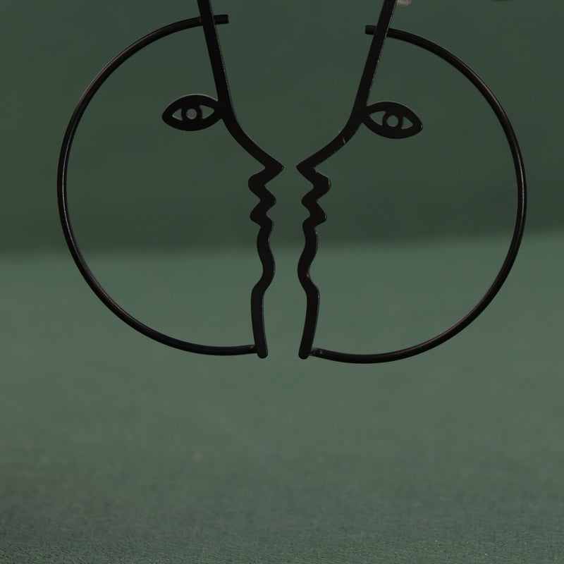 Minimalist Copper Face Earrings - Streamlined Design
