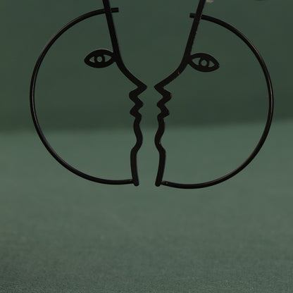 Minimalist Copper Face Earrings - Streamlined Design