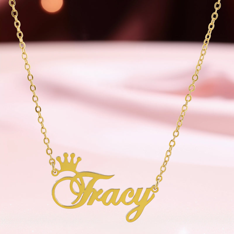 Gold Stainless Steel O-Chain Necklace with Letter Pendant
