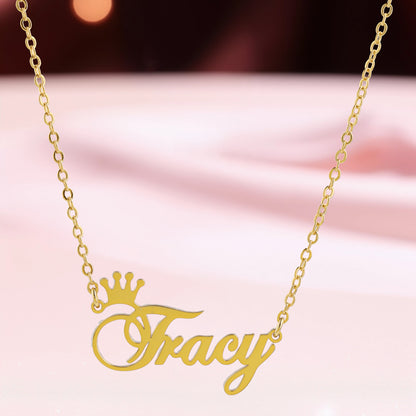 Gold Stainless Steel O-Chain Necklace with Letter Pendant