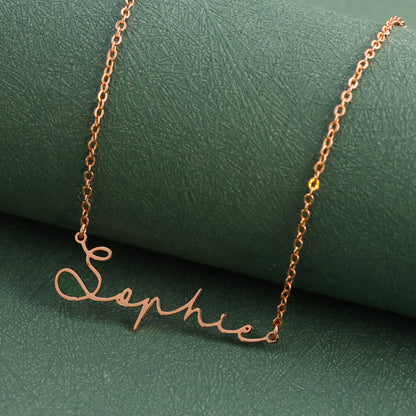 Fashionable rose gold letter pendant O-shaped necklace