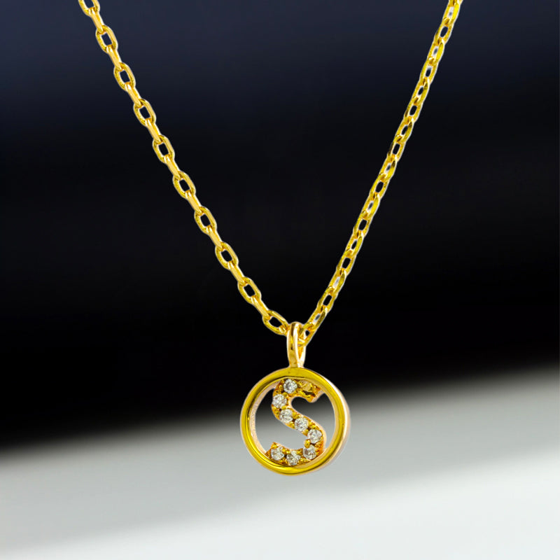 Golden Copper Cross Chain Necklace with Circular Pendant