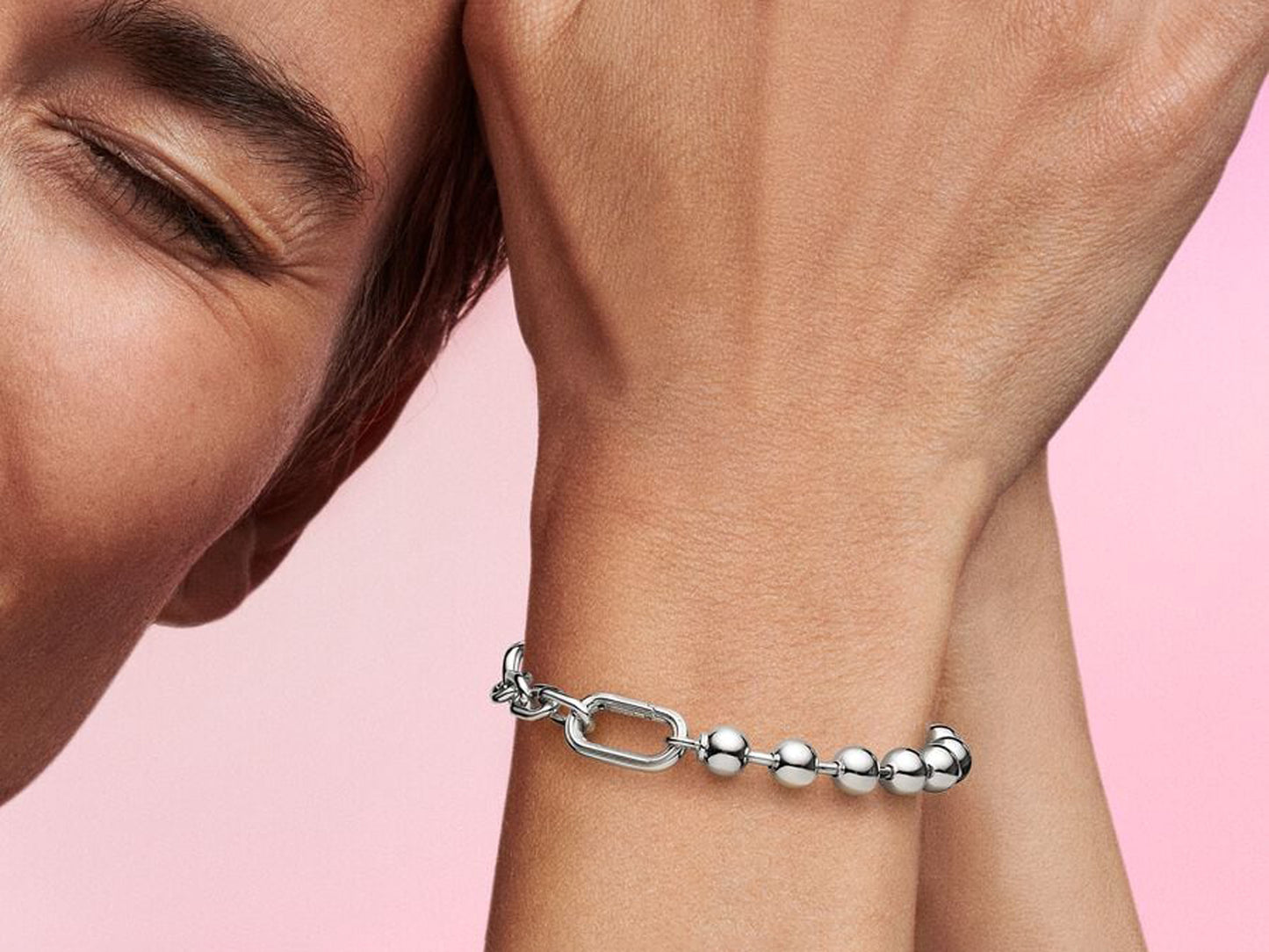 Metal Bead & Link Chain Bracelet
