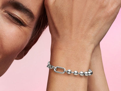Metal Bead & Link Chain Bracelet