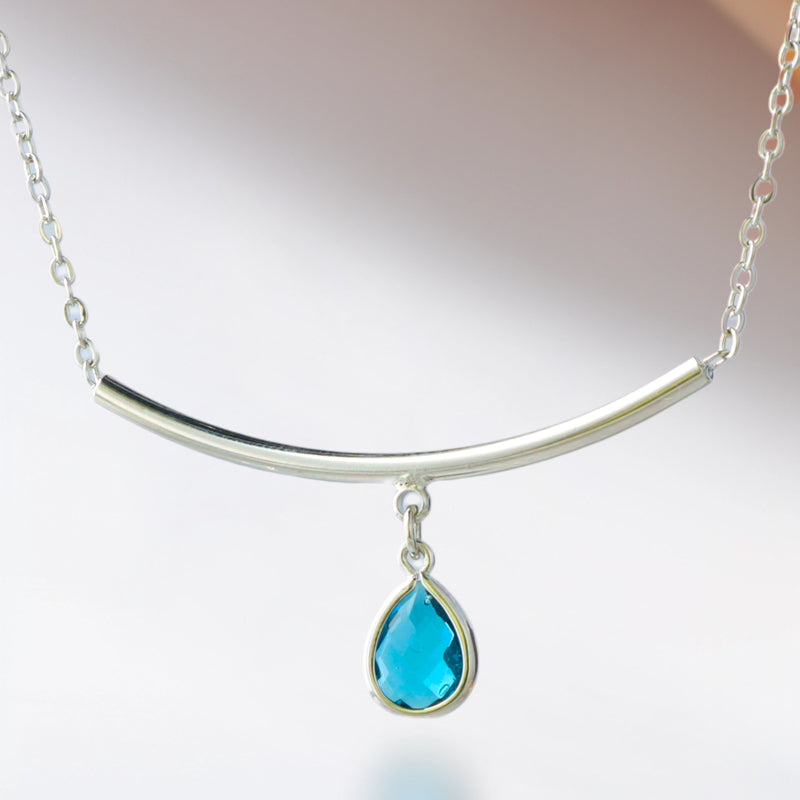 Crystal Teardrop Pendant Copper O-Chain Necklace