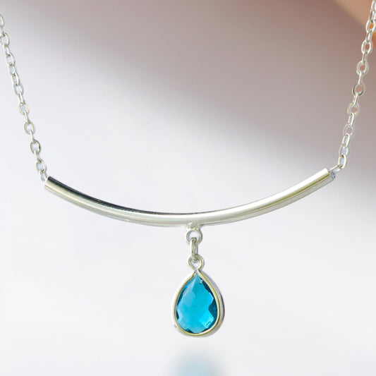 Crystal Teardrop Pendant Copper O-Chain Necklace