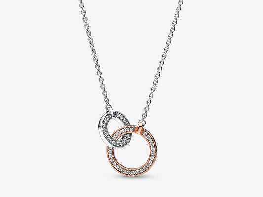 Two tone Intertwined Circles Necklace