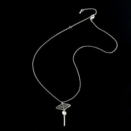 Silver Tassel Pendant Copper Cross Chain Necklace