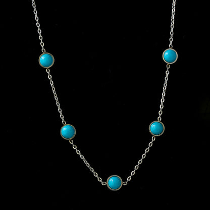 Minimalist Blue Stone O-Chain Necklace