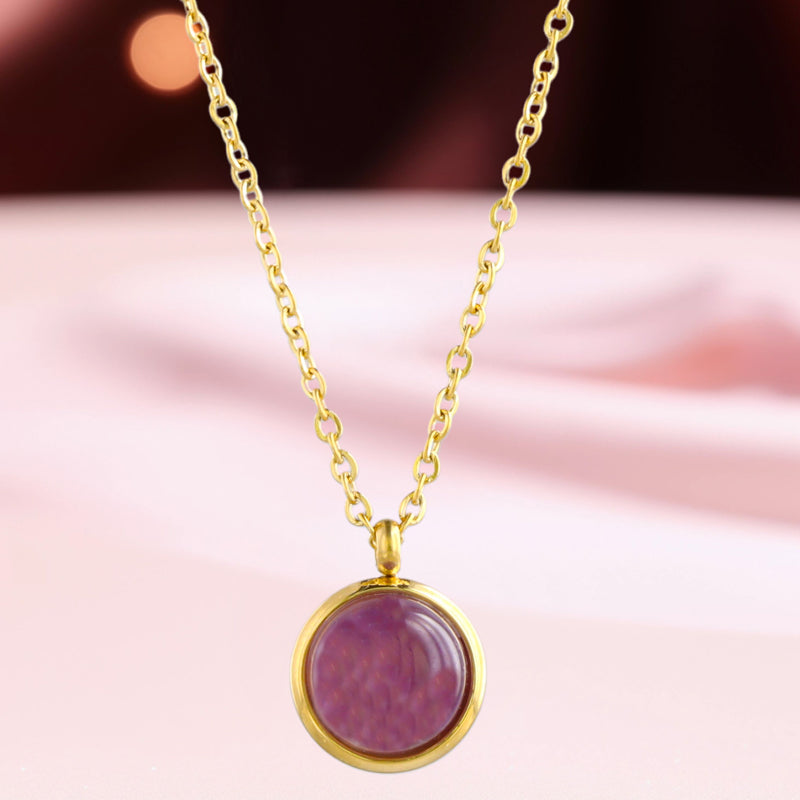 Classic Gold O-Chain Necklace with Red Half-Round Charm