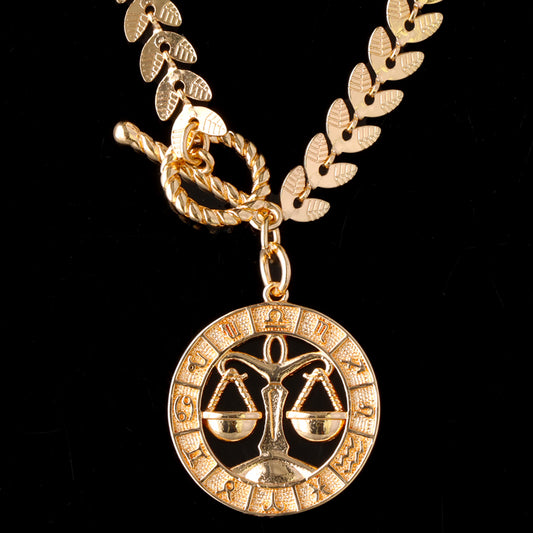 Copper O-Link Necklace with Libra Constellation Charm