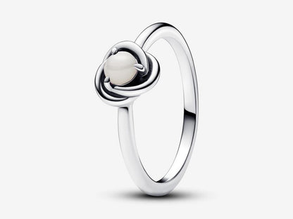 June White Bioresin Man-Made Mother of Pearl Eternity Circle Ring