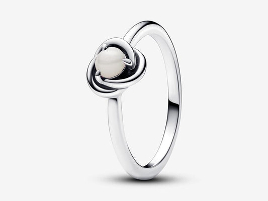 June White Bioresin Man-Made Mother of Pearl Eternity Circle Ring