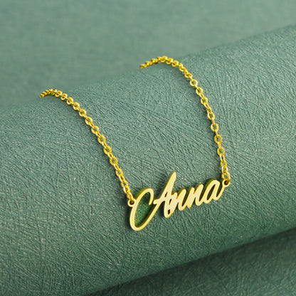 Fashionable gold letter pendant O-shaped chain necklace