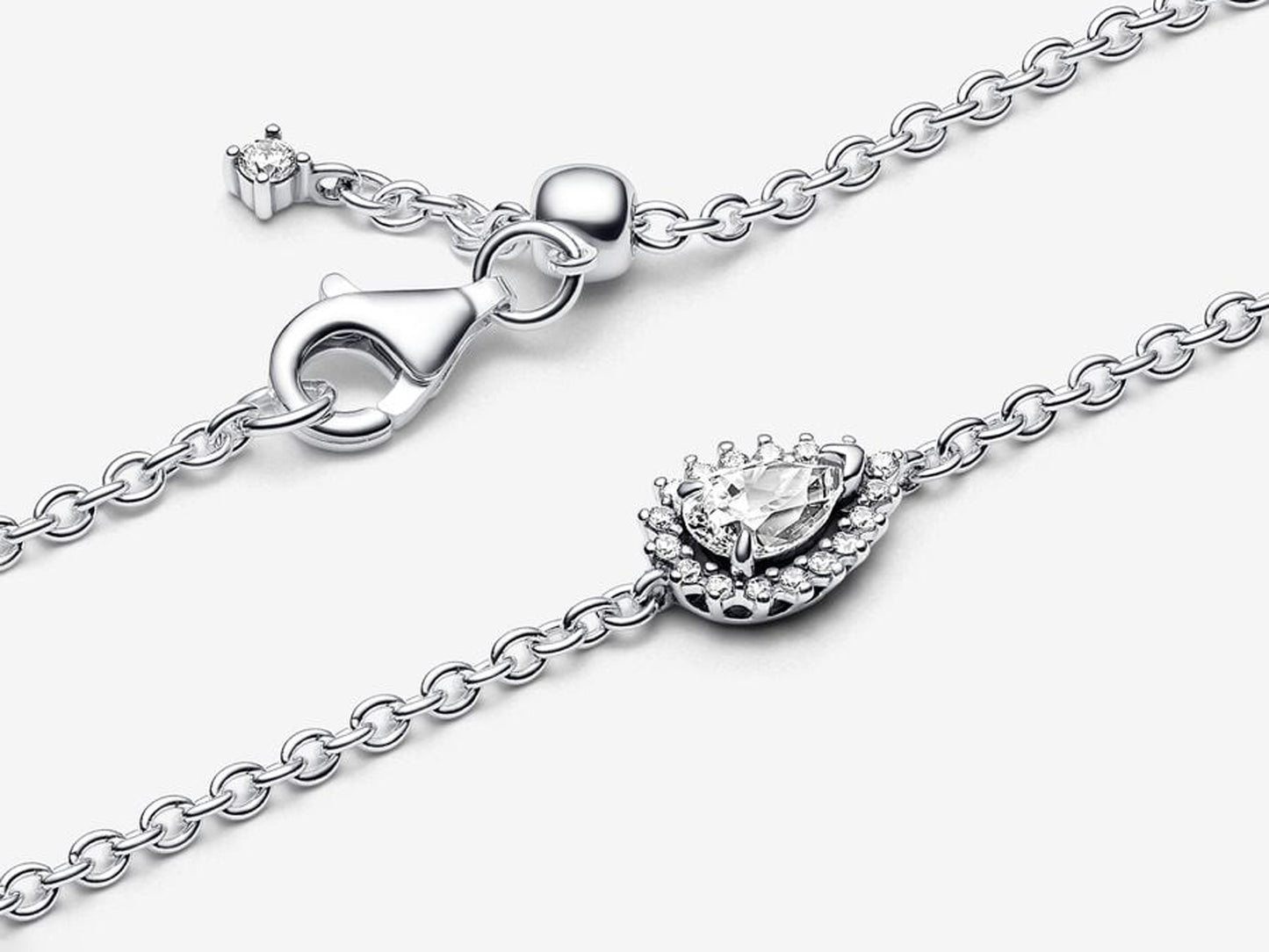 Sparkling Pear Halo Chain Bracelet