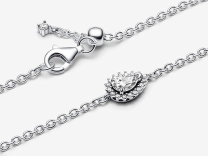 Sparkling Pear Halo Chain Bracelet