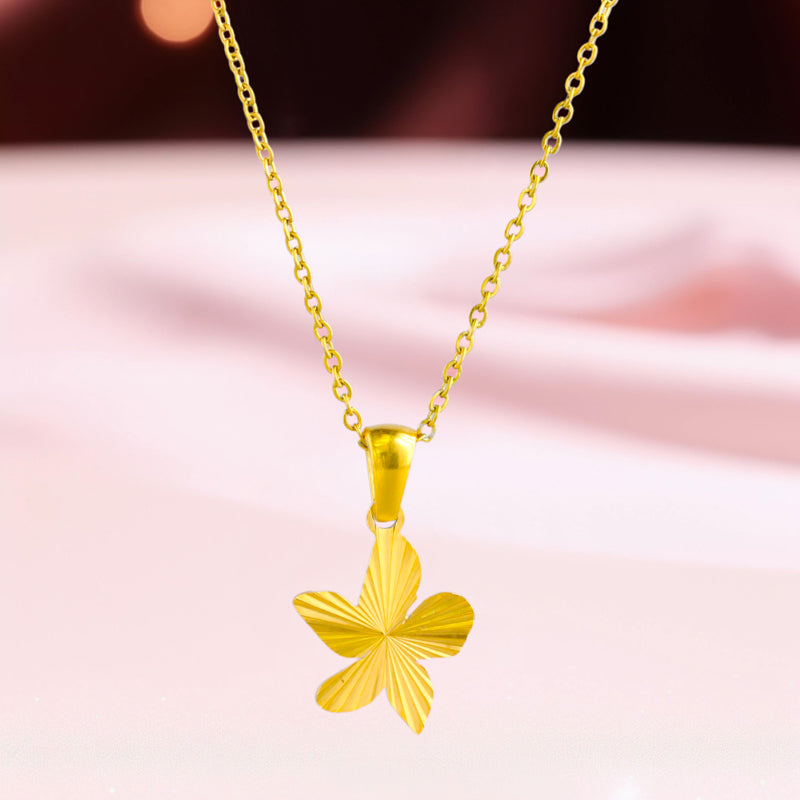 Intricately Designed Stainless Steel O-Chain Necklace with Flower Pendant