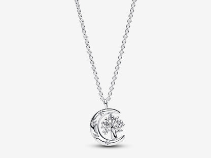 Moon & Spinning Tree Pendant Necklace