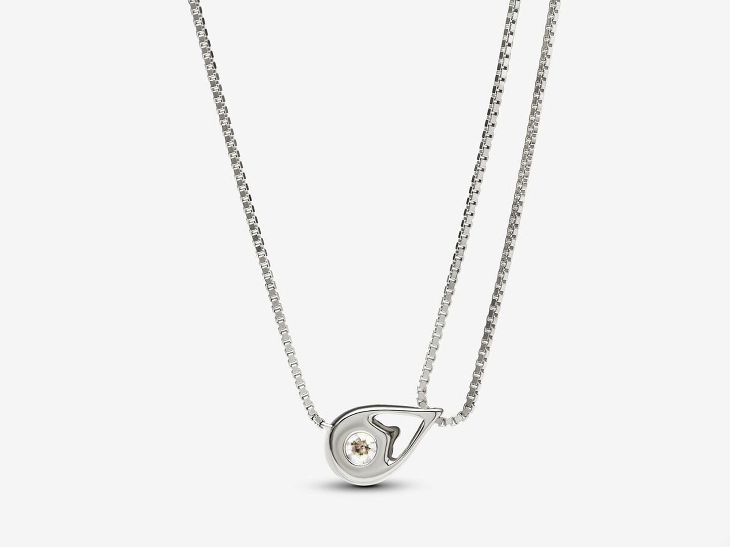 Lab-grown Diamond Double Chain Collier Necklace 0.75 carat tw 14k White Gold