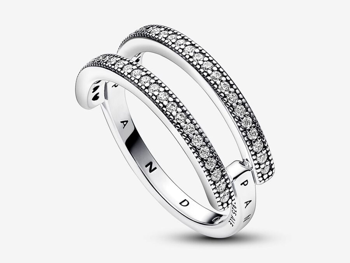 Logo & Pavé Double Band Ring