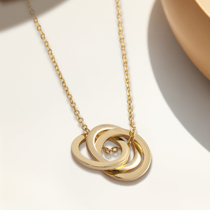 Gold O-Chain Multi-Ring Pendant Necklace