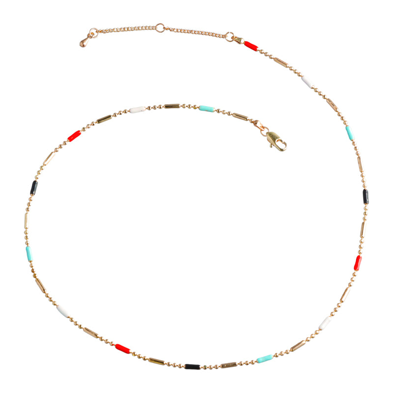 Chic Beaded Copper Necklace with Metallic and Rice Beads