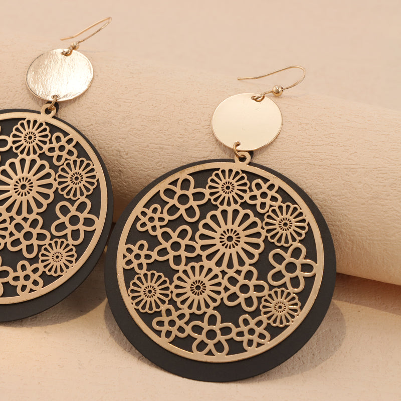 Artisan Flower Circle Earrings - Nature-Inspired Jewelry