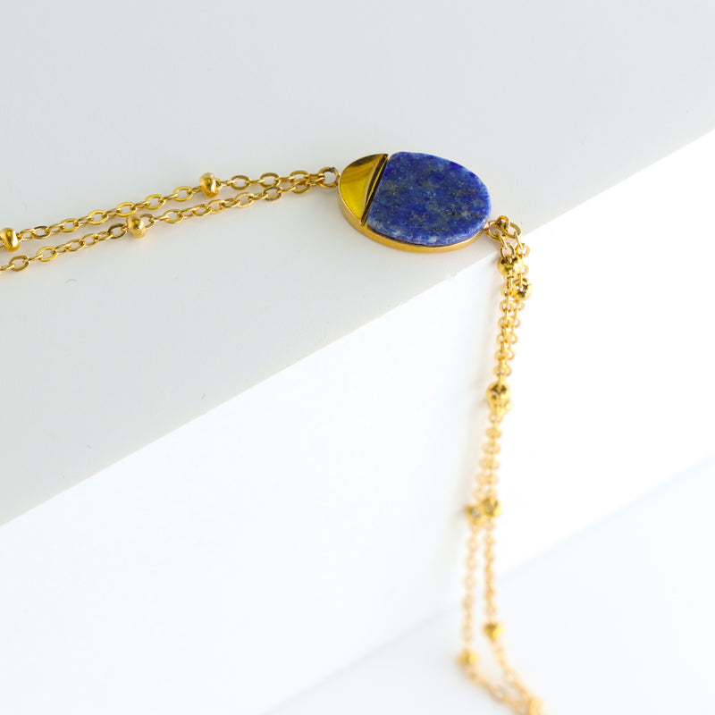 Fashionable Gold Bracelet with Oval Charms