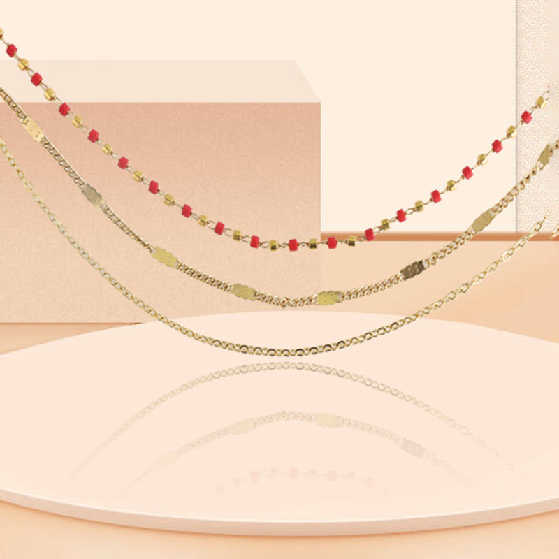 Layered Stainless Steel and Rice Bead Bracelet