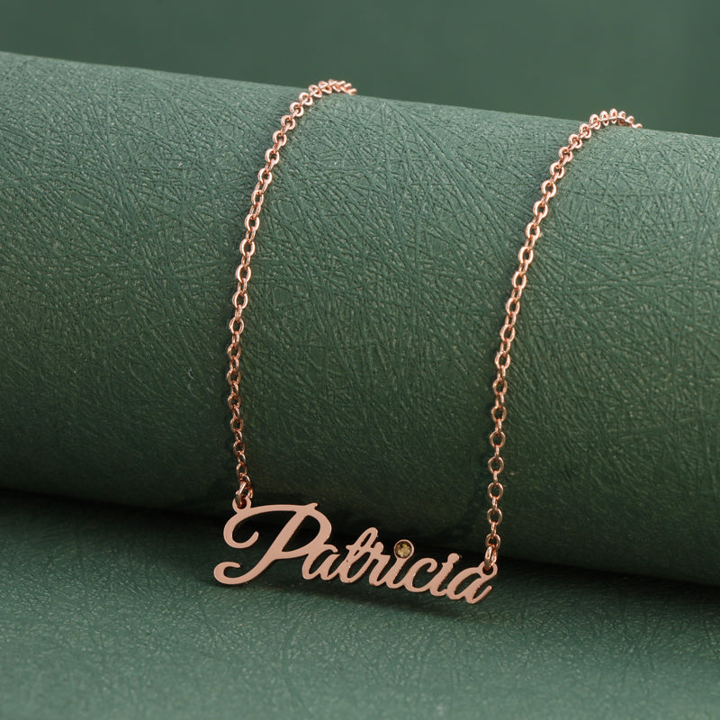 Rose Gold Necklace with Letter Pendant