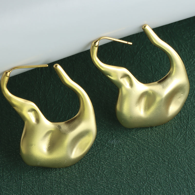Gold Abstract Design Copper Earrings