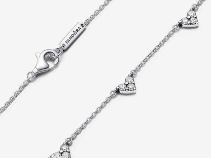 Triple Stone Heart Station Chain Necklace