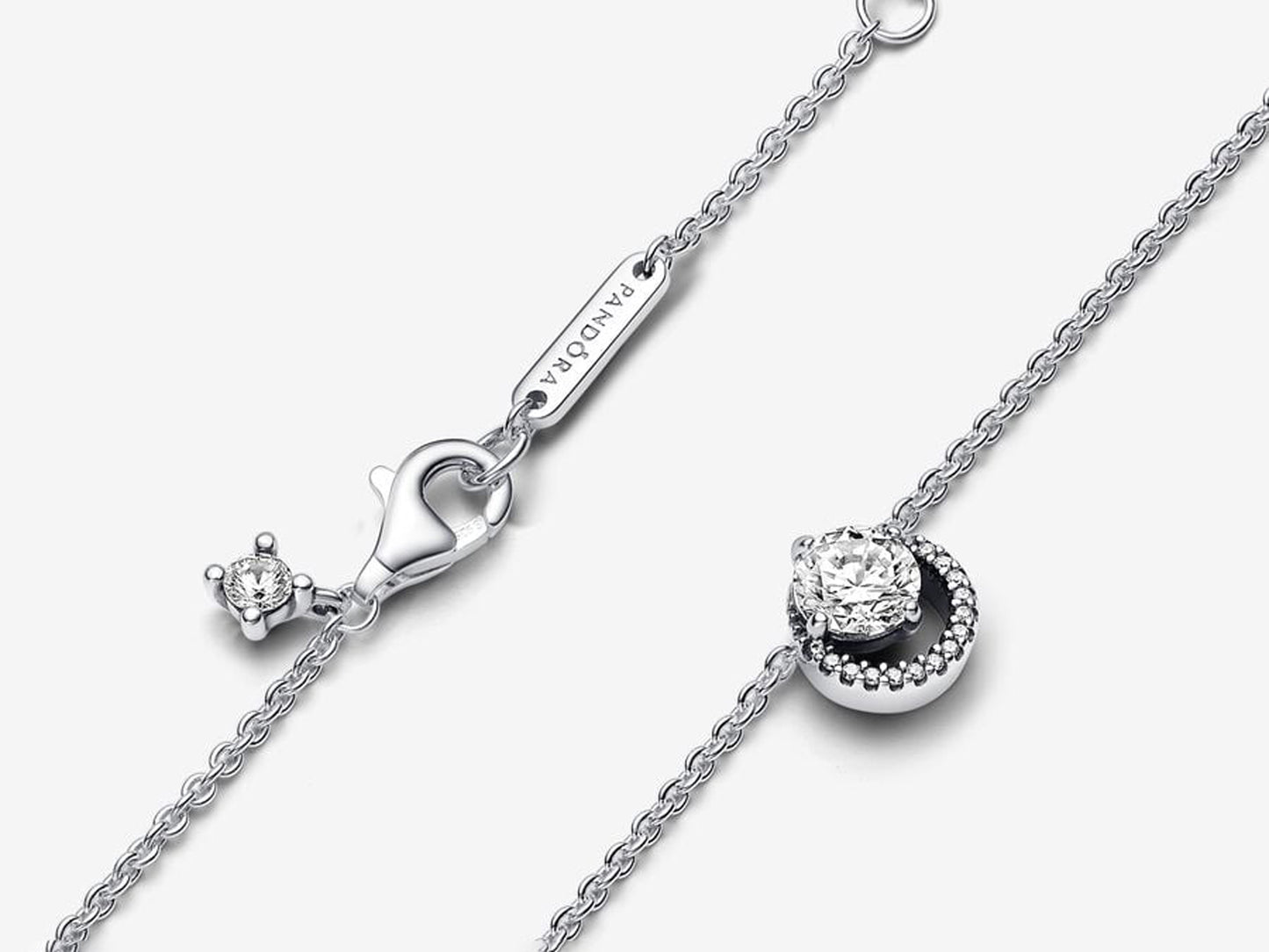 Sparkling Round Halo Pendant Collier Necklace