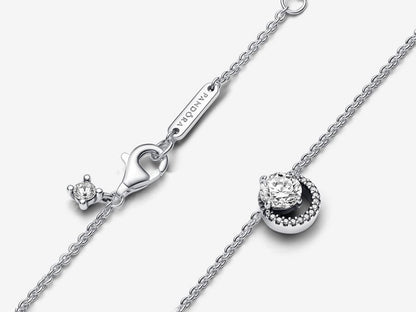 Sparkling Round Halo Pendant Collier Necklace