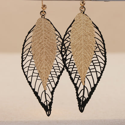 Vintage Copper Leaf Earrings - Multi-Layered Design