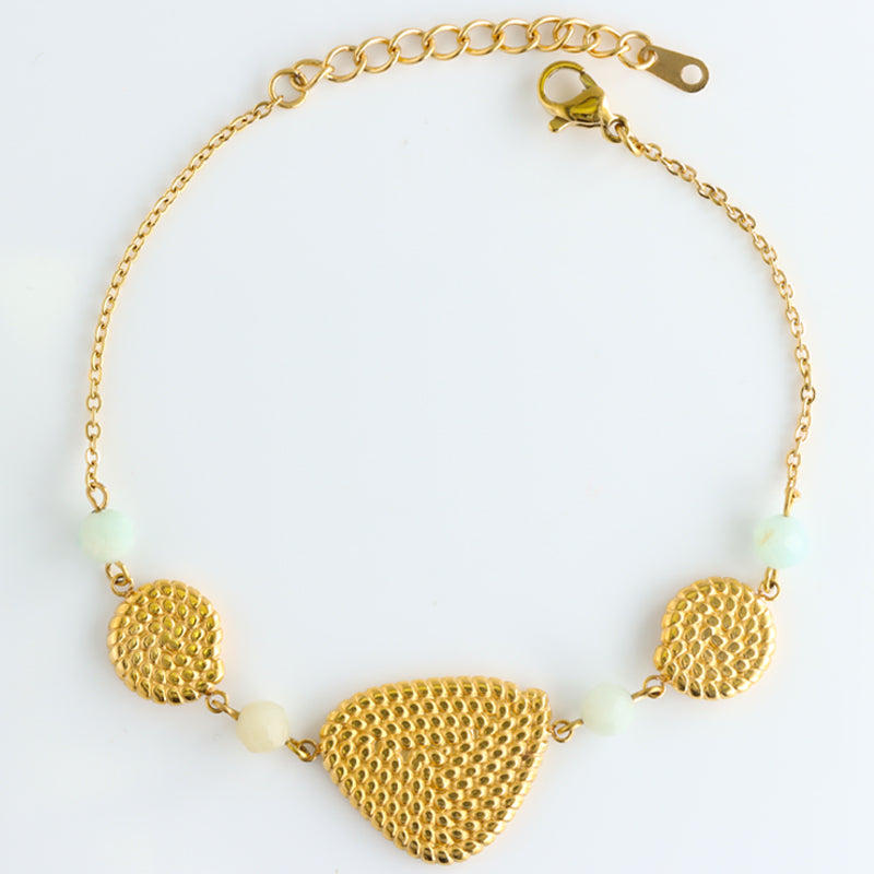 Geometric Design Bracelet with Stone and Metal Accents