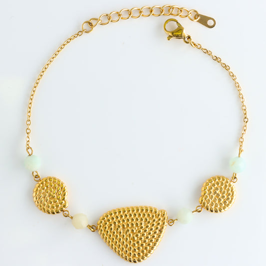 Geometric Design Bracelet with Stone and Metal Accents