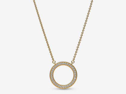 Pavé & Hearts Circle Pendant Necklace