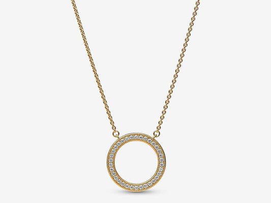 Pavé & Hearts Circle Pendant Necklace