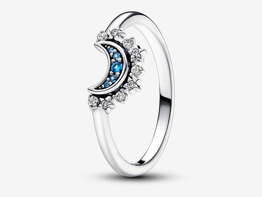 Celestial Blue Sparkling Moon Ring