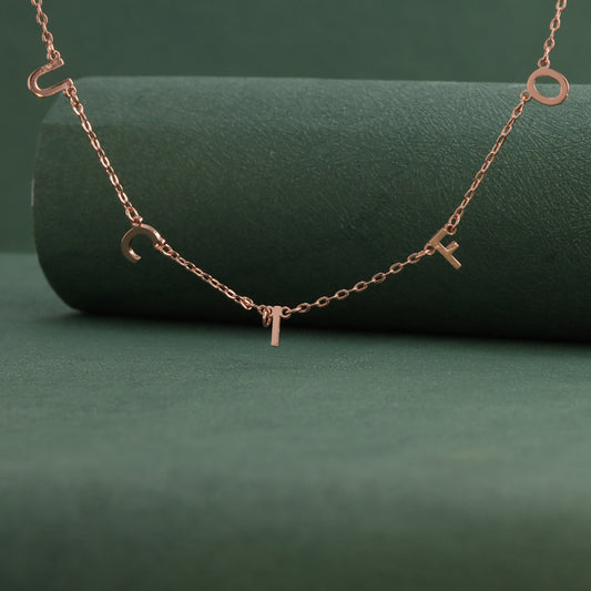 Rose Gold Copper Alloy O-Chain Necklace with Letter Pendant